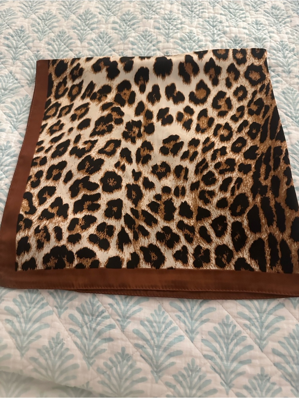Leopard Print Silk Scarf - Brown & Black